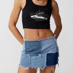 Urban Renewal Remade Denim Patchwork Mini Skirt